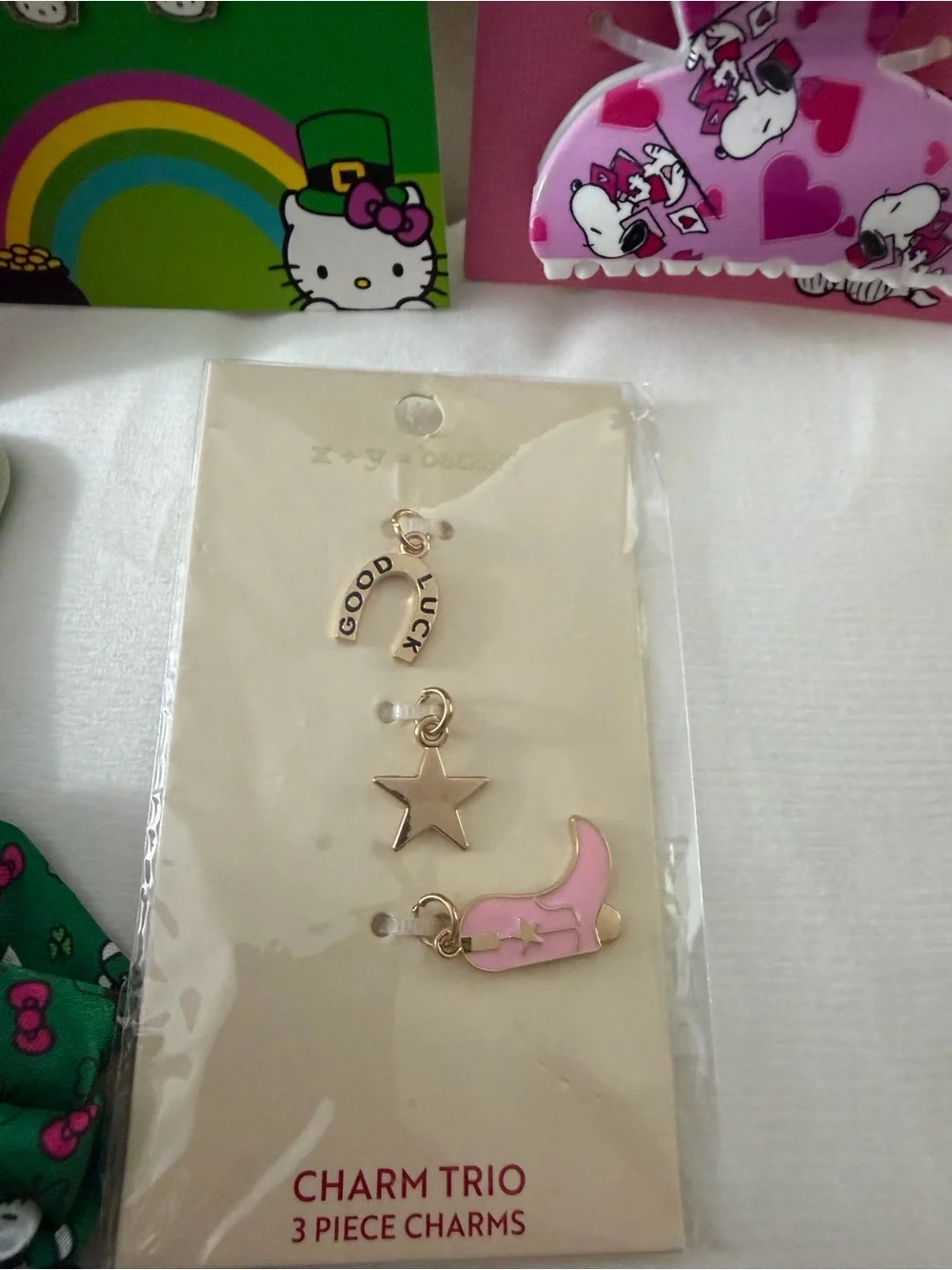 NWT Peanuts BFF Necklaces, Hello Kitty Earrings & Scrunchies and Charm Trio